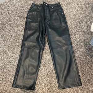 Blank NYC deep Forest green Faux Leather Trousers